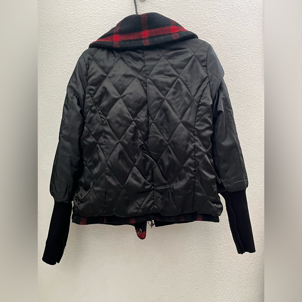 Baby Phat Red and Black Plaid Pea Coat With A Hood - XL - Picture 9 of 13